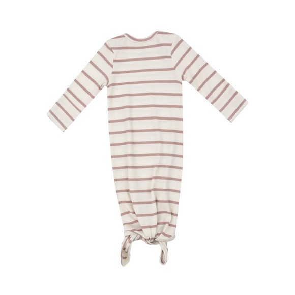 ANGEL DEAR KNOTTED GOWN - MODAL RIB FRENCH STRIPE -MISTY ROSE, 0-3 months - Picture 2 of 2